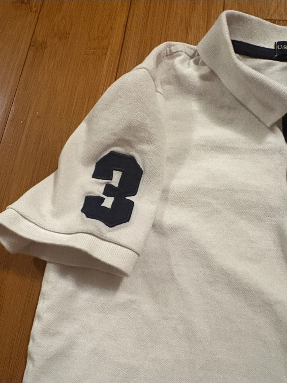 U.S. Polo Assn. White Boys' Polo with Embroidered Player Patch